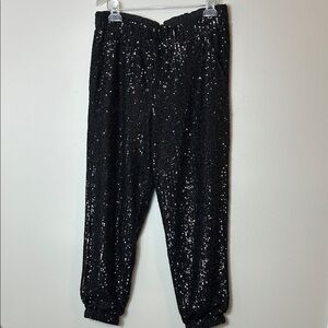 LOFT Black Sequin Embellished Pants size medium